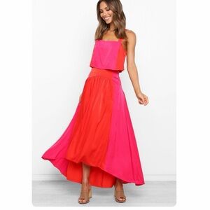 Petal & Pup Pink and Orange Set Crop Tank & Maxi Skirt XS